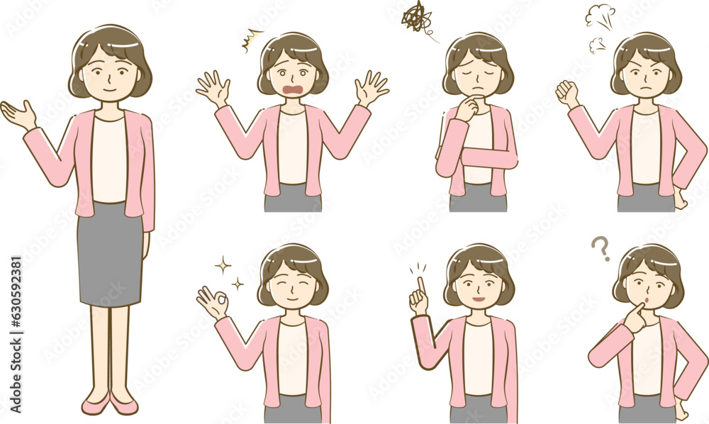Female pose/expression set-simple and friendly simple touch