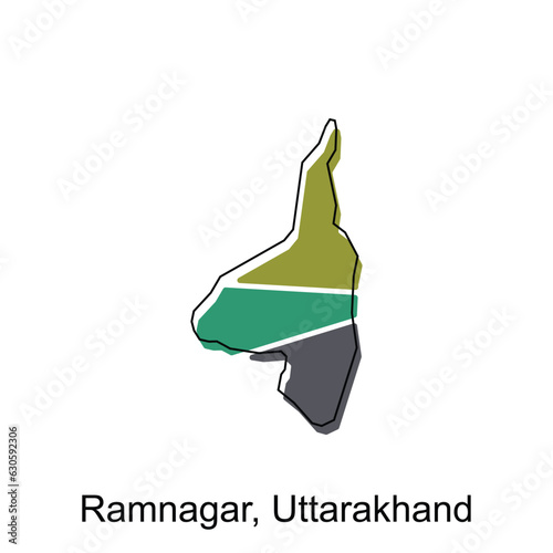 map of Ramnagar, Uttarakhand City modern outline, High detailed illustration vector Design Template photo