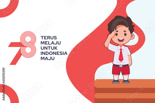 vector illustration of schoolboy salutes to celebrate indonesia independence day