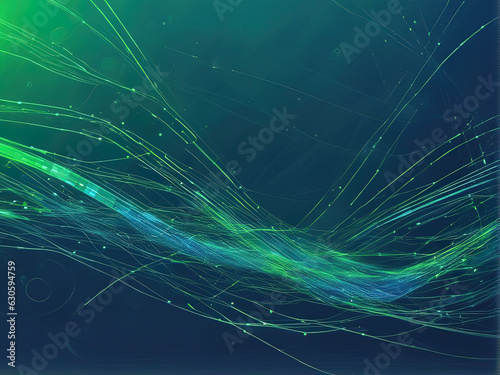 Digital technology global speed connect blue green background with Generative AI.