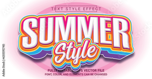 Summer Text Style Effect. Editable Graphic Text Template.