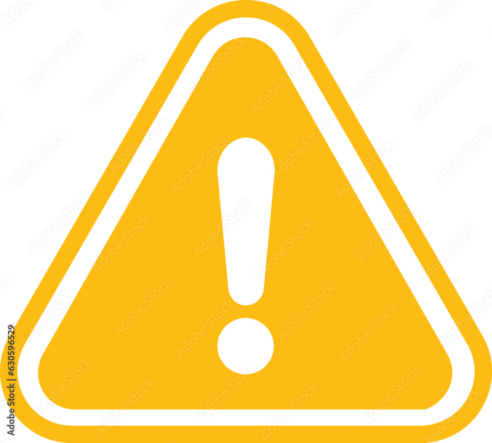yellow Exclamation mark icons in flat style. Danger alarm on white