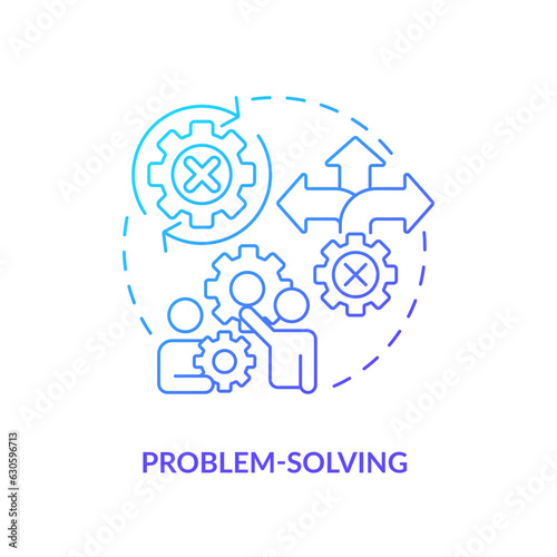 Problem solving blue gradient concept icon. Critical thinking. Creative solution. Information processing. Consultative sell. Round shape line illustration. Abstract idea. Graphic design. Easy to use