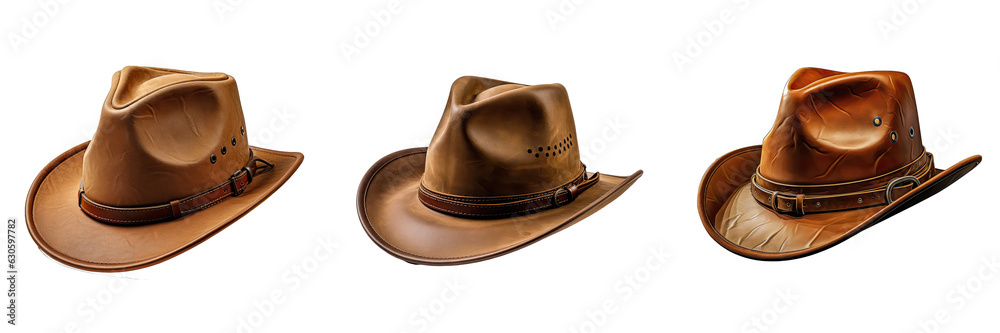 Vintage Cowboy Hat Isolated on Transparent Background - Western Fashion