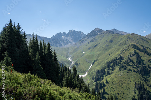 Bild auf Leinwand Mountains around Almaty Kazakhstan, Talgar gorge and ski resort Akbulak