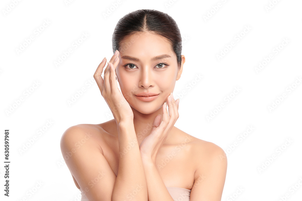 Beautiful young asian woman with clean fresh skin on white background, Face care, Facial treatment, Cosmetology, beauty and spa, Asian women portrait. Beautiful young asian woman with clean fresh skin on white background, Face care, Facial treatment, Cosmetology, beauty and spa, Asian women portrait.