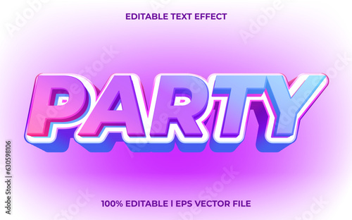 party 3d text effect with blue ice theme. colorful typography for products tittle