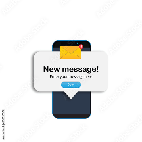 New message notification concept on realistic