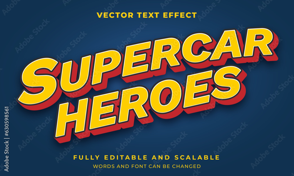 super hero Comic Cartoon tittle 3D Editable text Effect Style