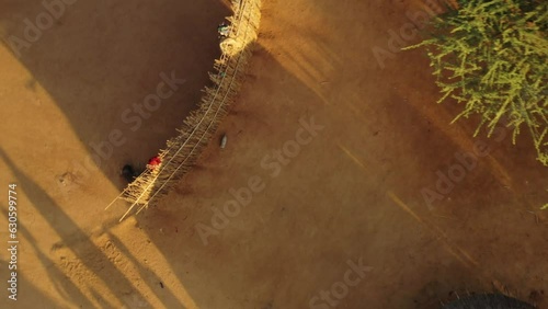 Aerial view of a Larim tribe village Imatong South Sudan photo