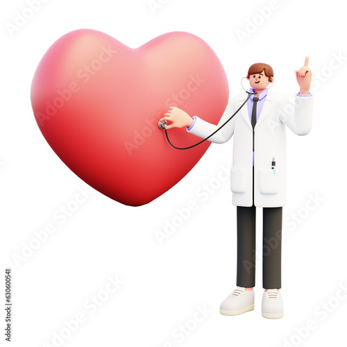 male doctor listens to the heartbeat photo