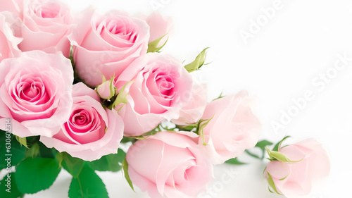 結婚式、薔薇の花束、白背景｜Wedding, rose bouquet, white background. Generative AI