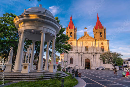 Iloilo City, Philippines - Late afternoon shot of Molo Church, also known as Saint Anne Parish Church, and Molo Plaza.