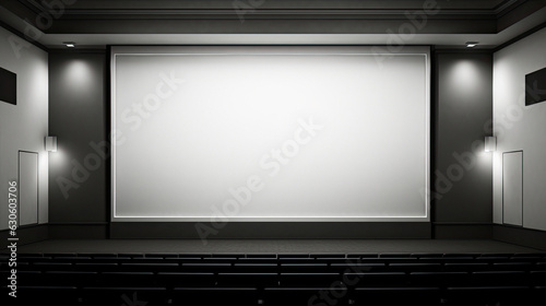 Fototapeta Naklejka Na Ścianę i Meble -  Cinema white screen mockup billboard