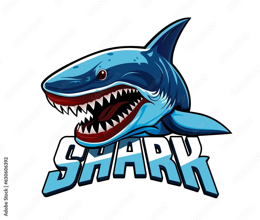 Ai generated angry shark animal mascot, predator