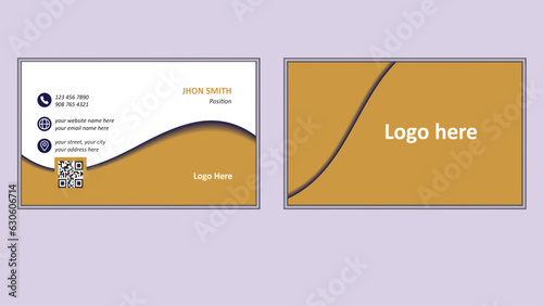 Double-sided creative business card template. Personal visiting card with company logo. Vector illustration. Stationery design with simple modern luxury elegant abstract pattern background. Portrait 