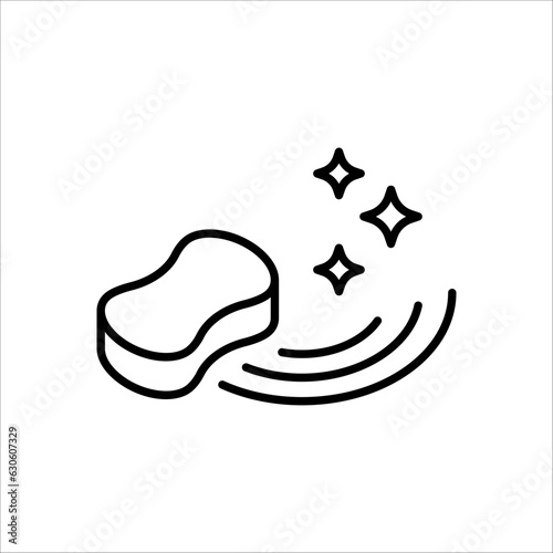 Cleaning sponge linear icon. Kitchen sponge. Thin line illustration on white background. Surface wiping, disinfection.