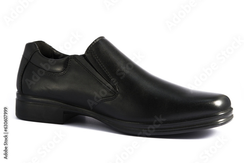 Black leather man's shoes isolated on white background 