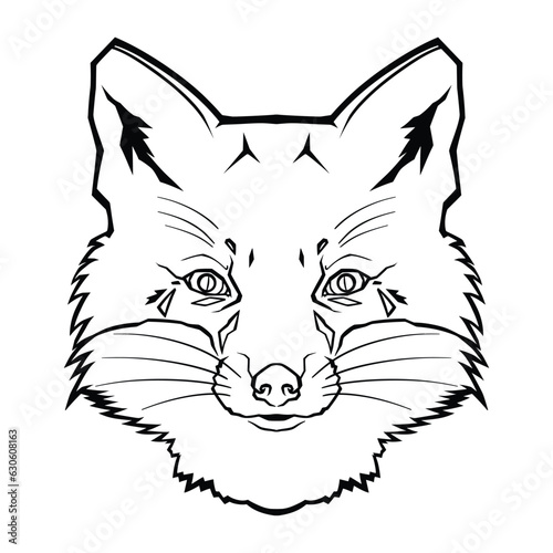 Black fox head on white background