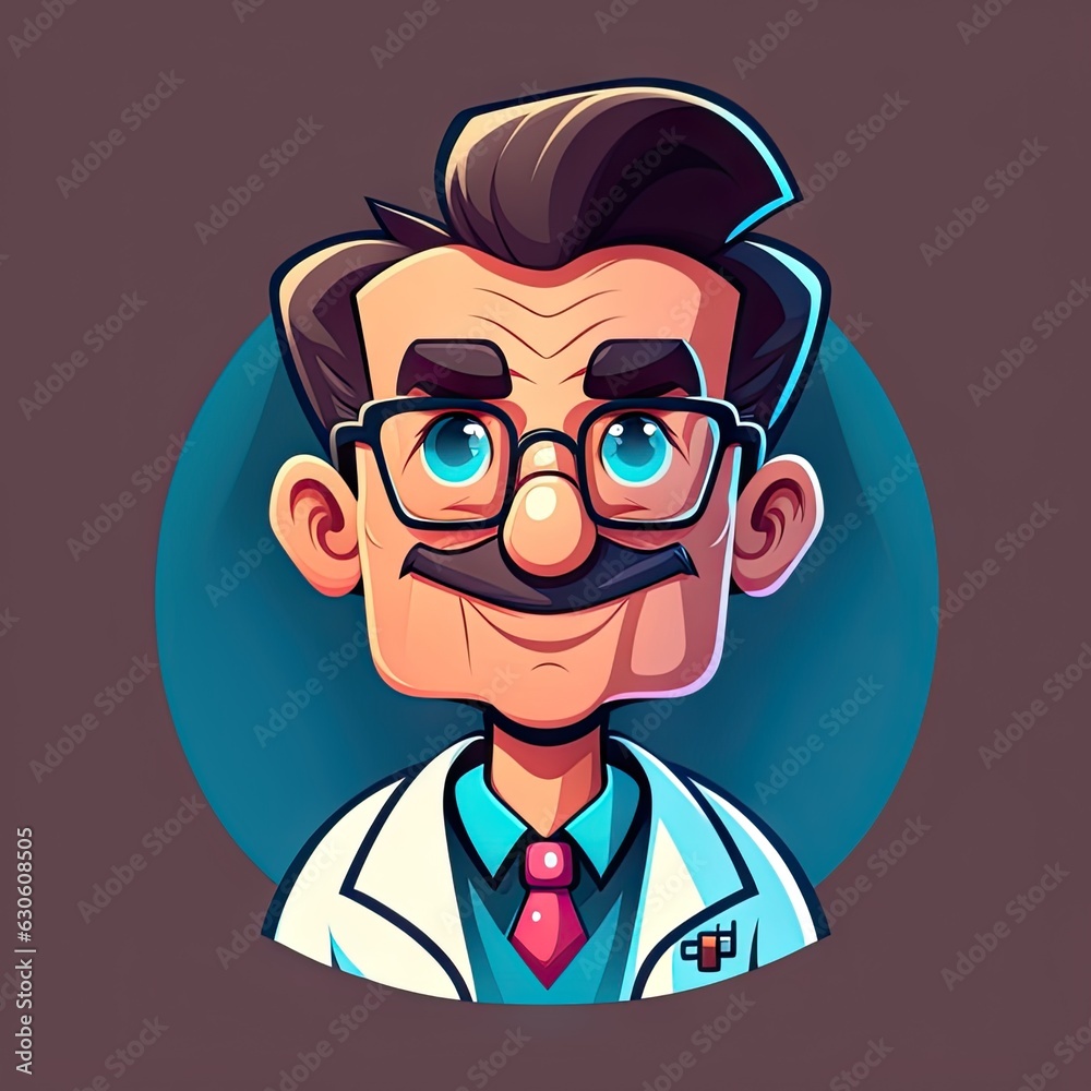 Old doctor ai generated cartoon avatar, physician
