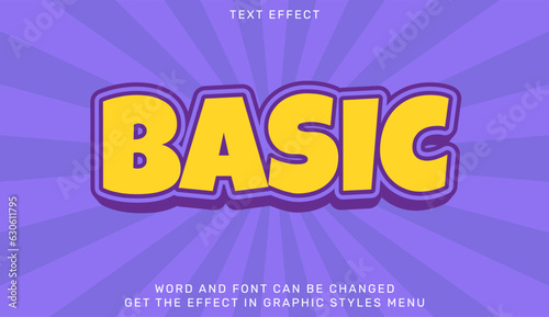 Basic text effect template in 3d design. Text emblem for advertising, branding, business logo