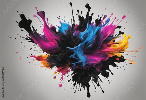 colorful ink crossing out, white background