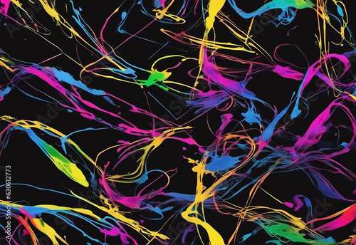 colorful ink crossing out, black background