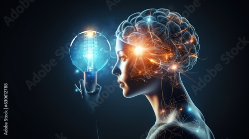Intelligence and Innovative New Creative Ideas, Smart Thinking Concept. Generative Ai