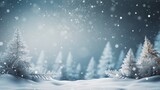 christmas background with christmas tree and snow, Generative AI