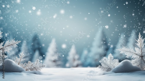 christmas background with christmas tree and snow, Generative AI