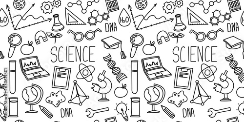 Science is a seamless background. Doodle illustration. Vector. can be used for educational materials, science-related publications