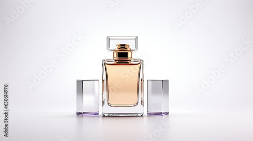 Perfume bottle spray glass isolated on white background pink