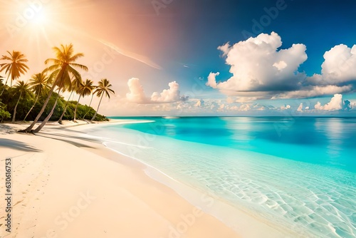 beach with palm trees © muhmmad