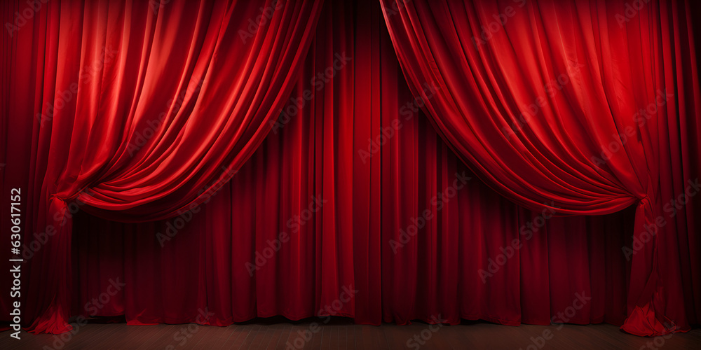 red stage curtains - obrazy, fototapety, plakaty 