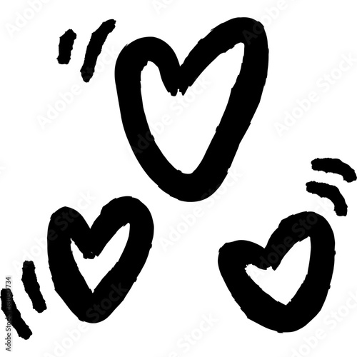 three doodle hearts for decoration, website, web, presentation, printing, banner, logo, poster design, etc.