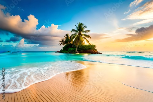 beach with palm trees © muhmmad