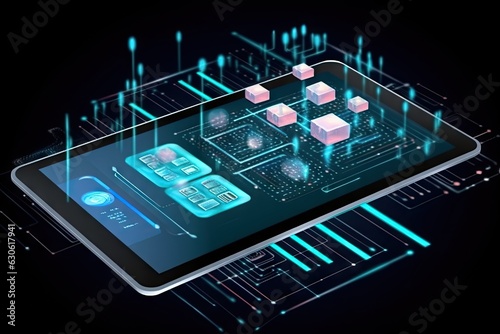 Wallpaper Mural Tablet caught in the swirling whirlpool of data nanotechnology and artificial intelligence Torontodigital.ca