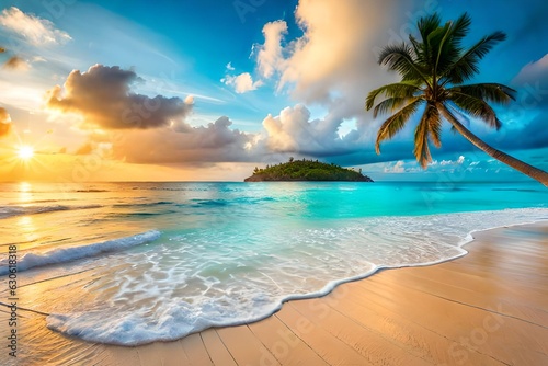 beach with palm tree