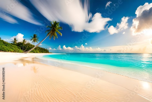 beach with palm tree © muhmmad