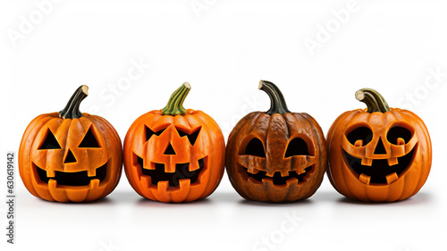 Halloween pumpkins isolated on white backgroud © Elaine
