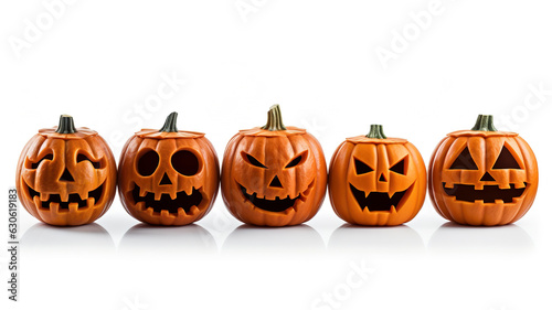 Halloween pumpkins isolated on white backgroud © Elaine