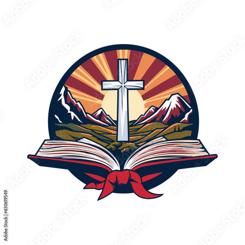 Holy Bible symbol. Worship, church, isolated on white background, Vector illustration