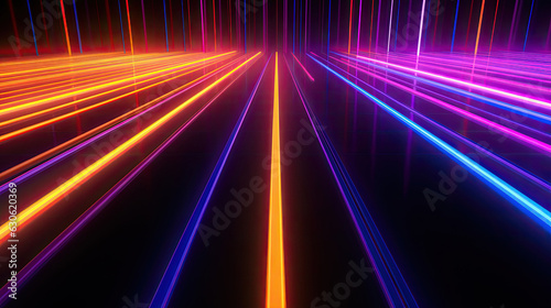 Neon lines tunnel speed road light background wallpaper 3d illustration