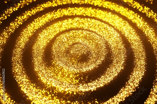 Abstract Glitter Golden particles Flow wave background 3D rendering