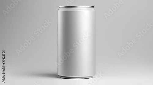 Can mockup blank silver on white gray background