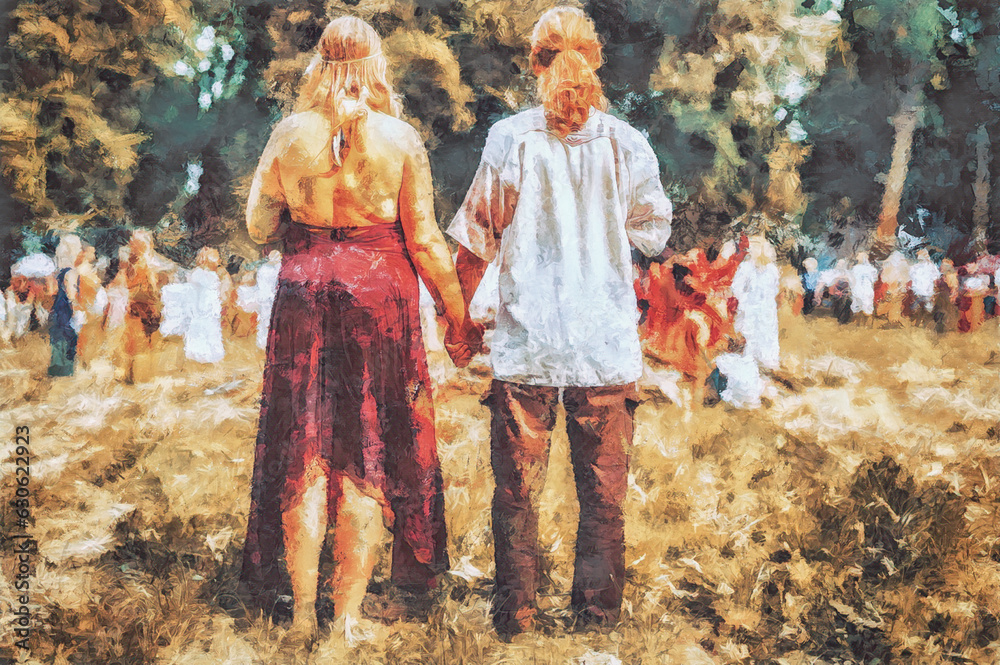 Fototapeta premium People on ceremony. Painting effect.