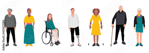 diversity multicultural multinational business people cultural ethnic age religion LGBT disabled person inclusion in work environment concept. vector illustration