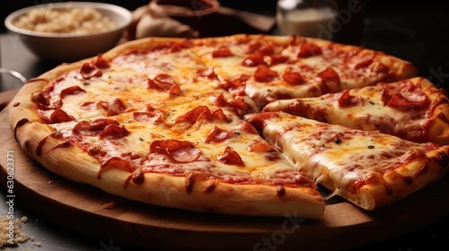 Closeup Photo of Delicious Pizza Ready to Eat. Generative AI