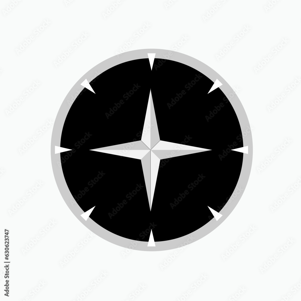 Compass Icon. Rose, North Orientation. Navigation, Adventure Navigation. Journey Equipment Symbol - Vector. Compass Icon. Rose, North Orientation. Navigation, Adventure Navigation. Journey Equipment Symbol - Vector.