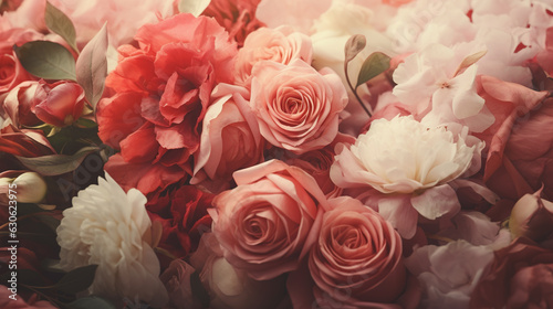 Bouquet of roses  floral wallpaper. AI